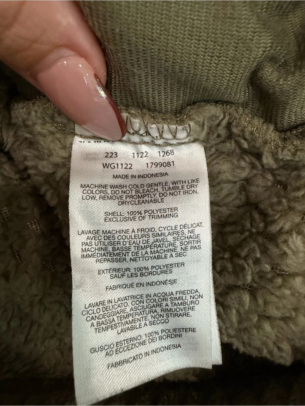 Girls Columbia Olive Green Sherpa Fleece Full Zip Jacket Size L 14/16